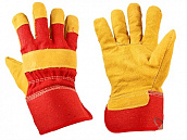 Перчатки спилковые комбинированные жёлтые
