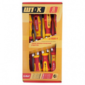 Набор отвёрток 093 серии из 8 штук в картонной упаковке 1000V Шток