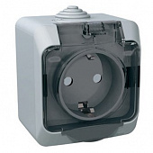 Розетка одинарная наружная с заземлением IP44 серый ЭТЮД