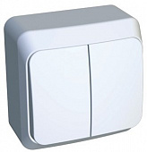 Выключатель двухклавишный для открытой установки ЭТЮД  белый